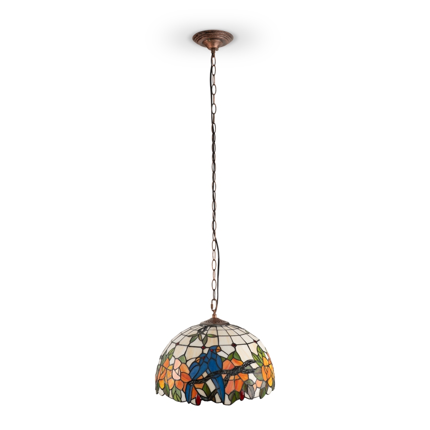 Brilagi - Lustre Tiffany en vitrail sur chaîne JUNGLE 1 x E27 / 60 W / 230 V, diam. 40 cm