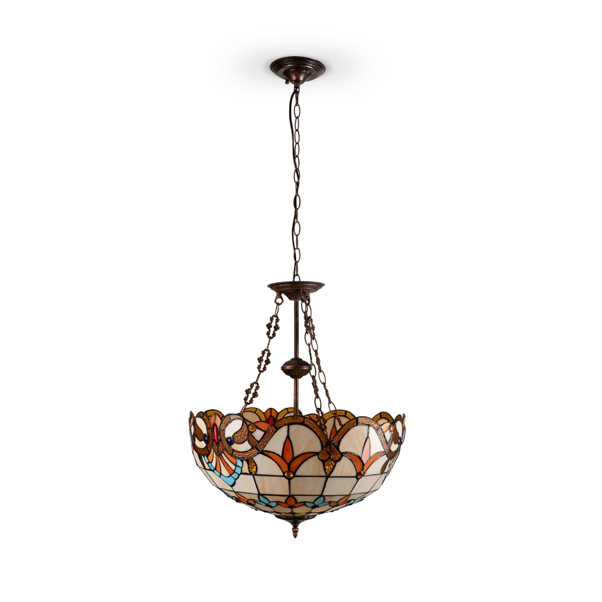 Brilagi - Lustre Tiffany en vitrail sur chaîne MIRABELLA 3xE27/60W/230V Ø 50 cm