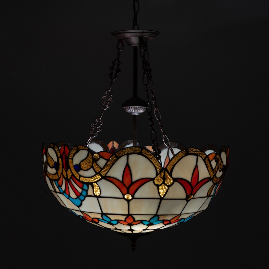 Brilagi - Lustre Tiffany en vitrail sur chaîne MIRABELLA 3xE27/60W/230V Ø 50 cm