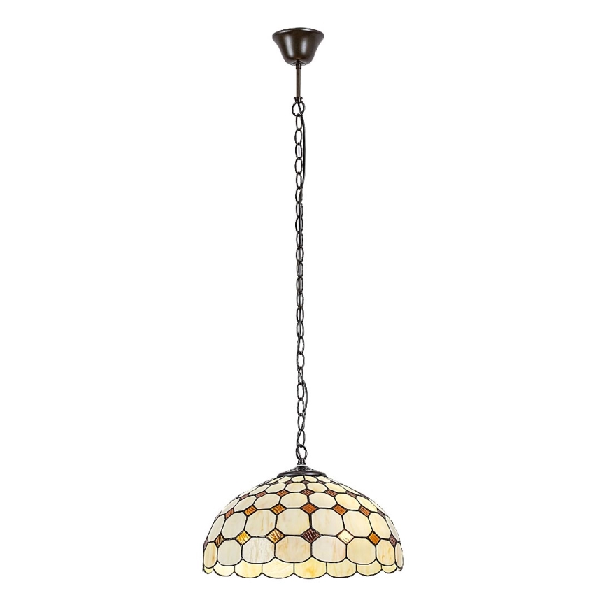 Brilagi - Lustre Tiffany en vitrail, suspendu sur chaîne DORAN 2xE27/60W/230V