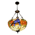 Brilagi - Lustre Tiffany en vitrail suspendu sur chaîne JUNGLE 3xE27/60W/230V Ø 50 cm