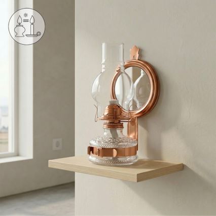 Brilagi - MERLIN petroleumlamp met spiegel, brons/patina