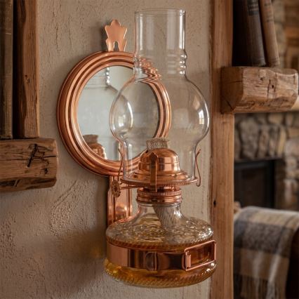 Brilagi - MERLIN petroleumlamp met spiegel, brons/patina