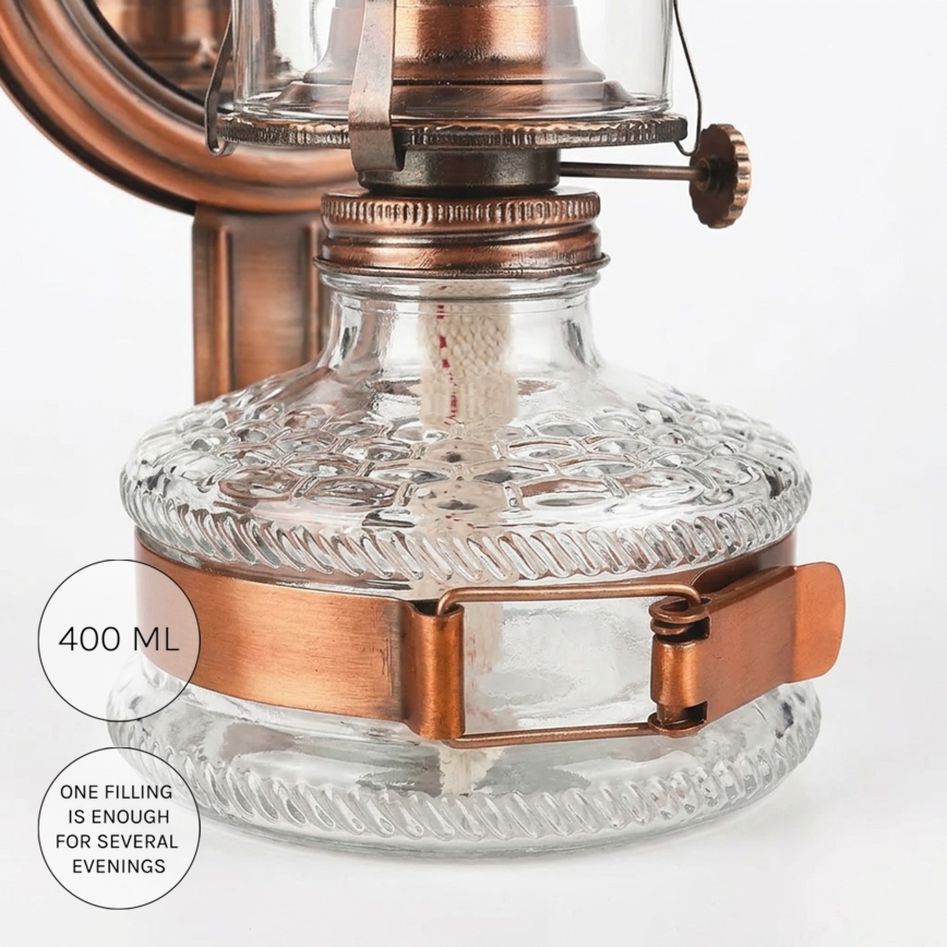 Brilagi - MERLIN petroleumlamp met spiegel, brons/patina