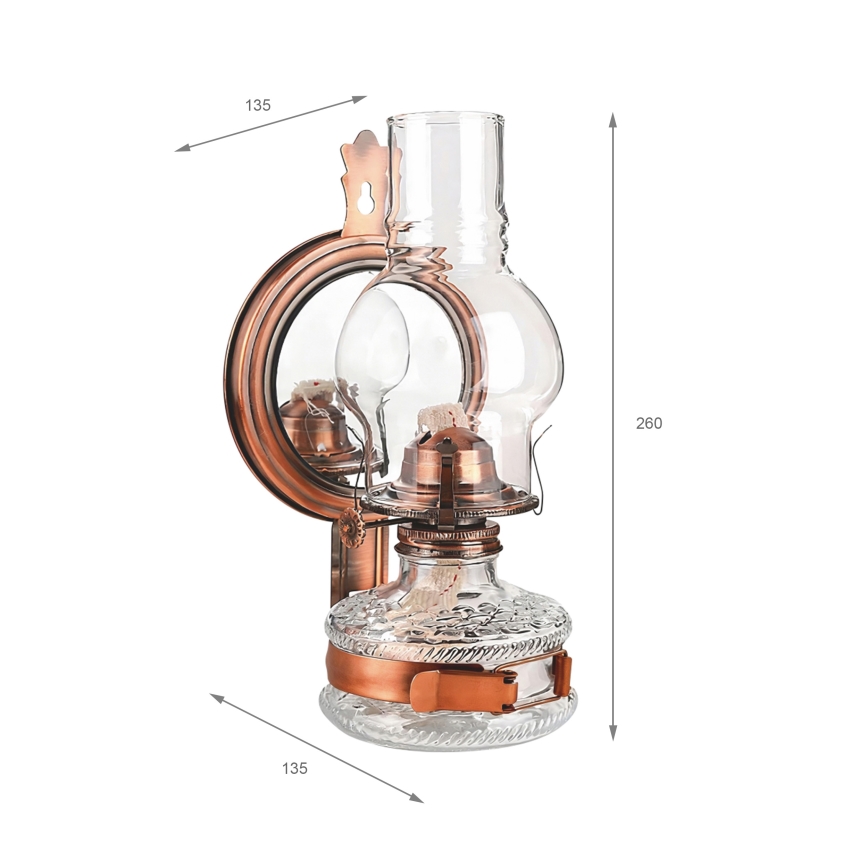 Brilagi - MERLIN petroleumlamp met spiegel, brons/patina