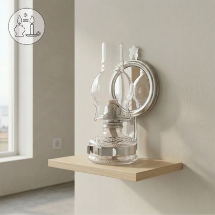 Brilagi - MERLIN petroleumlamp met spiegel, glanzend chroom