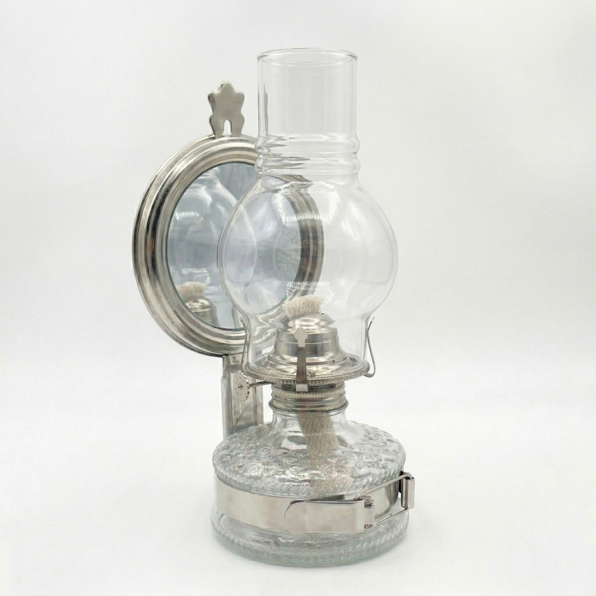 Brilagi - MERLIN petroleumlamp met spiegel, glanzend chroom