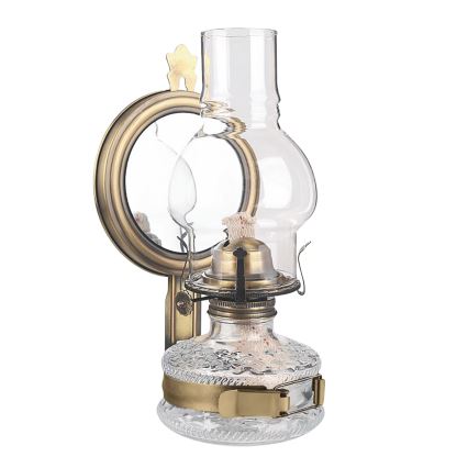 Brilagi - MERLIN petroleumlamp met spiegel, goud/patina