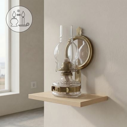 Brilagi - MERLIN petroleumlamp met spiegel, goud/patina