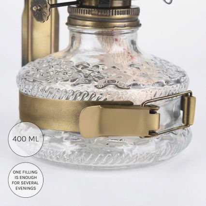 Brilagi - MERLIN petroleumlamp met spiegel, goud/patina