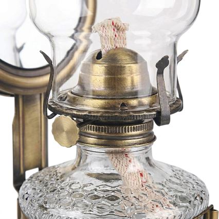 Brilagi - MERLIN petroleumlamp met spiegel, goud/patina