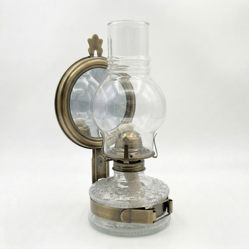 Brilagi - MERLIN petroleumlamp met spiegel, goud/patina