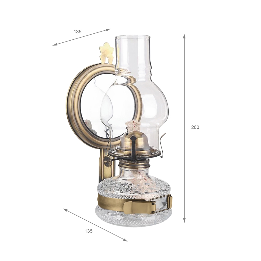 Brilagi - MERLIN petroleumlamp met spiegel, goud/patina