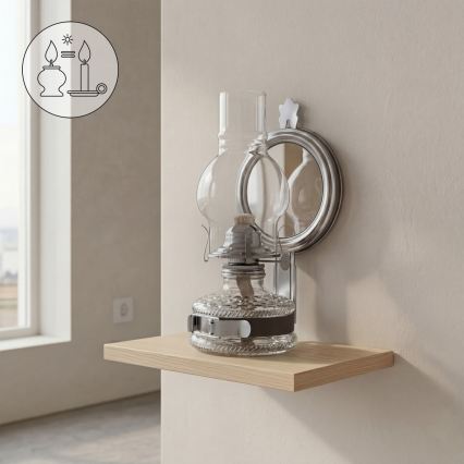 Brilagi - MERLIN petroleumlamp met spiegel, zwart chroom