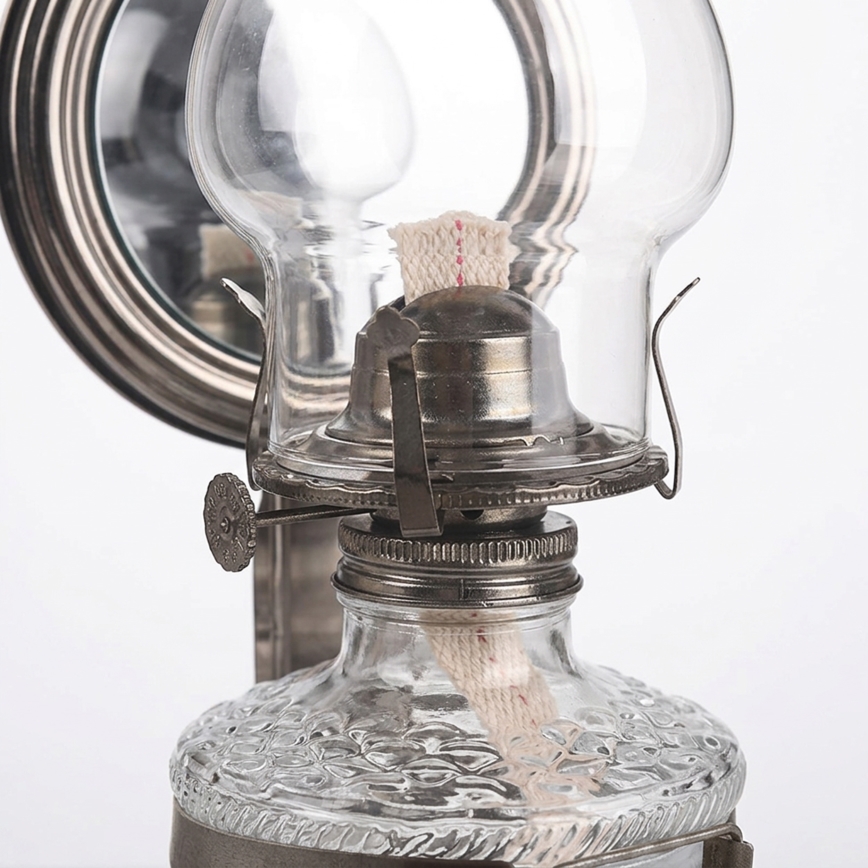 Brilagi - MERLIN petroleumlamp met spiegel, zwart chroom