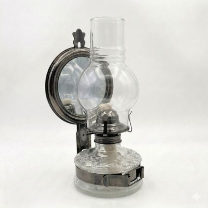 Brilagi - MERLIN petroleumlamp met spiegel, zwart chroom