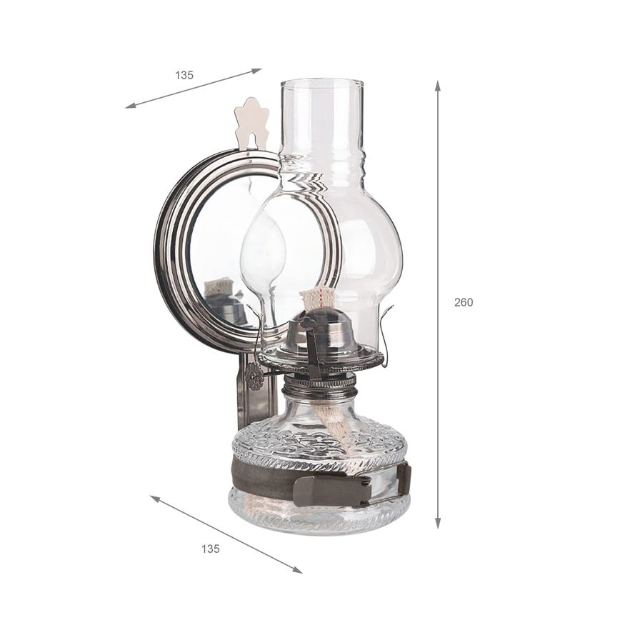 Brilagi - MERLIN petroleumlamp met spiegel, zwart chroom