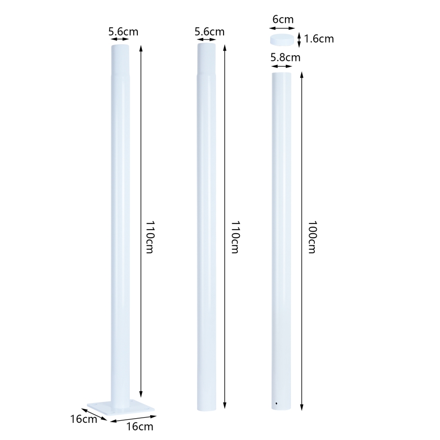 Brilagi - Metalen paal voor buitenverlichting URBAN 3 m pool diameter 58 mat wit