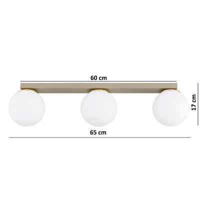 Brilagi - MILO 3-lichts plafondspot 3x E27/60W/230V beige/goud