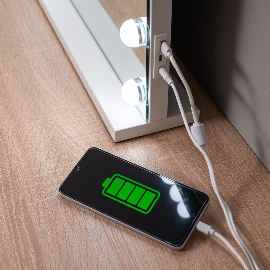 BRILAGI - miroir de maquillage à intensité réglable HOLLYWOOD LED/15W/230V CCT + 2x USB 60x50 cm blanc