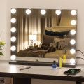 BRILAGI - Miroir de maquillage LED à intensité variable HOLLYWOOD LED/15W/230V CCT + USB noir
