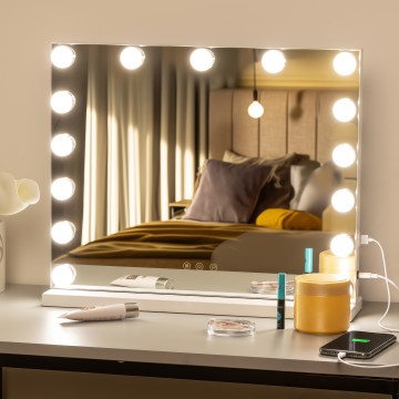 BRILAGI - Miroir de maquillage LED dimmable HOLLYWOOD LED/15W/230V CCT + USB blanc