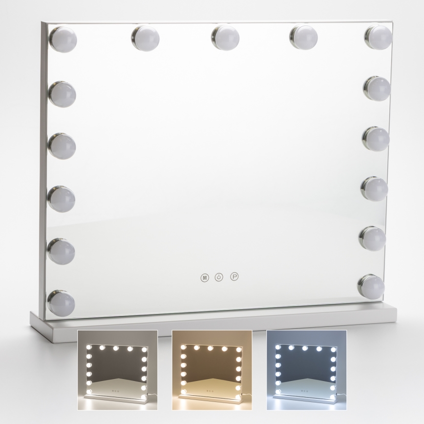 BRILAGI - Miroir de maquillage LED dimmable HOLLYWOOD LED/15W/230V CCT + USB blanc