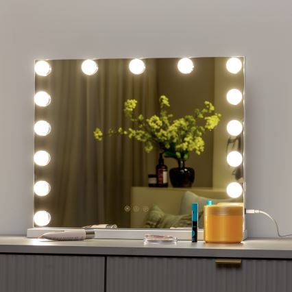 BRILAGI - Miroir de maquillage LED dimmable HOLLYWOOD LED/15W/230V CCT + USB blanc