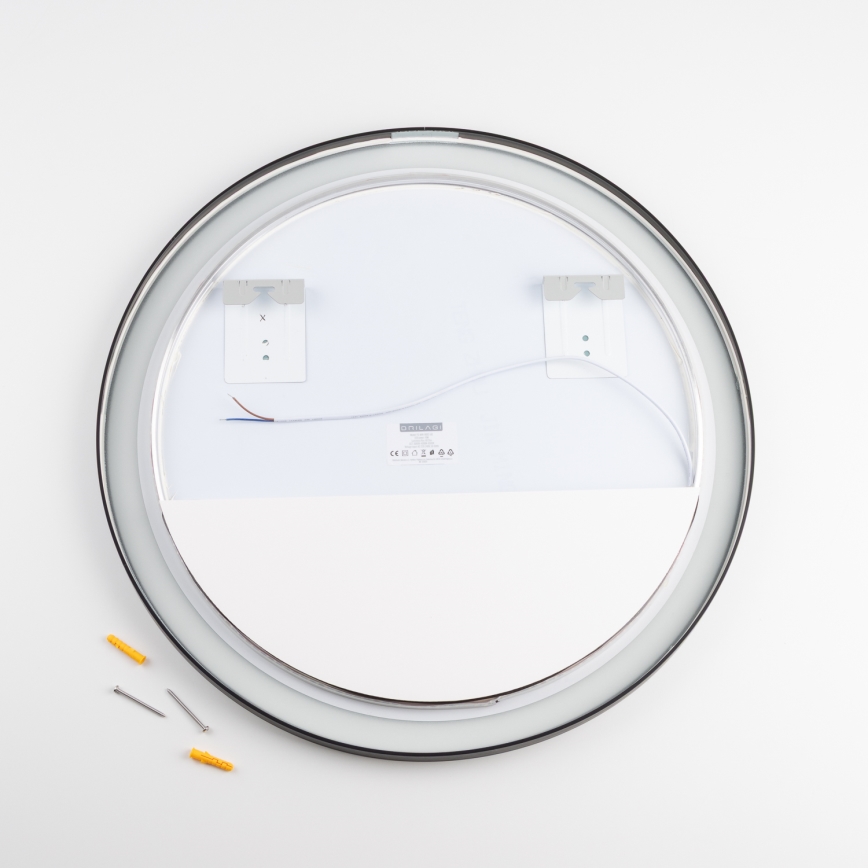 Brilagi - Miroir LED pour salle de bains ASTI LED/19W/230V Ø 60 cm noir IP44 CRI 90 dimmable + CCT