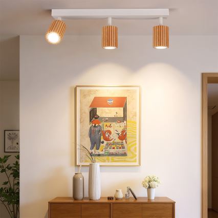 Brilagi - MODERN WOOD spots 3xGU10/8W/230V rubberhout/wit