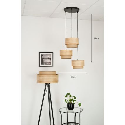 Brilagi - Hanglamp aan kabel MONTANA BOHO 3xE27/15W/230V bruin/zwart