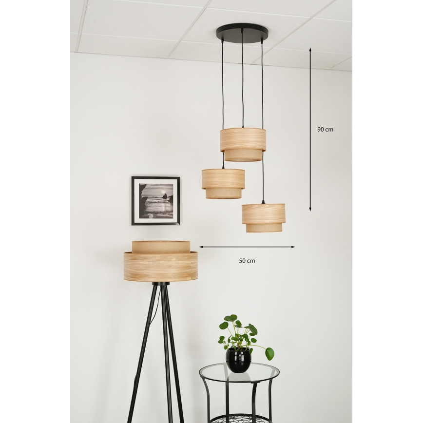 Brilagi - Hanglamp aan kabel MONTANA BOHO 3xE27/15W/230V bruin/zwart