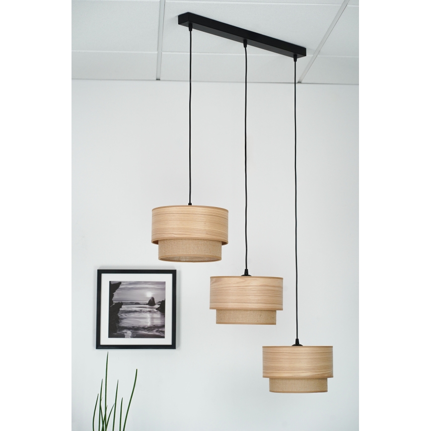 Brilagi - Hanglamp aan kabel MONTANA BOHO 3xE27/15W/230V bruin/zwart