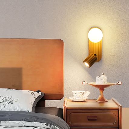 Brilagi - Wandspot MODERN WOOD 1xG9/5W/230V + 1xGU10/8W hout