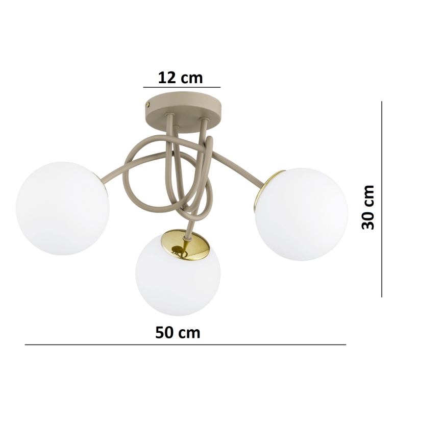 Brilagi - Opbouwkroonluchter 3xE27/60W/230V beige/goud