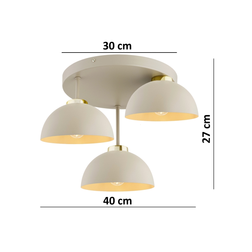 Brilagi - Opbouwkroonluchter 3xE27/60W/230V beige/goud