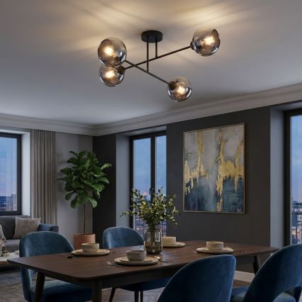 Brilagi - Opbouwkroonluchter 4xE27/60W/230V zwart/rookgrijs