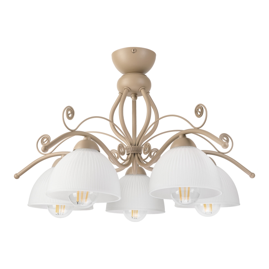 Brilagi - Opbouwkroonluchter ANTICO MODERN 5xE27/60W/230V beige