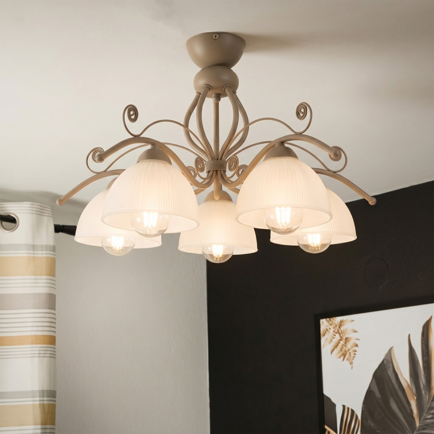 Brilagi - Opbouwkroonluchter ANTICO MODERN 5xE27/60W/230V beige