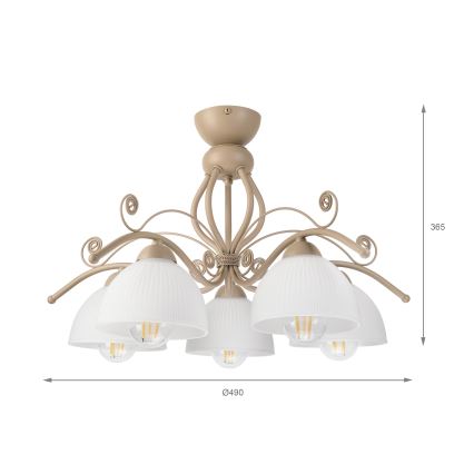 Brilagi - Opbouwkroonluchter ANTICO MODERN 5xE27/60W/230V beige