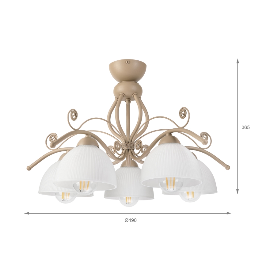 Brilagi - Opbouwkroonluchter ANTICO MODERN 5xE27/60W/230V beige