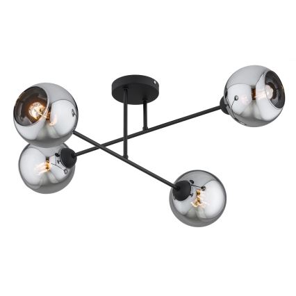 Brilagi - Opbouwkroonluchter DIOR 4xE27/60W/230V zwart/rookgrijs