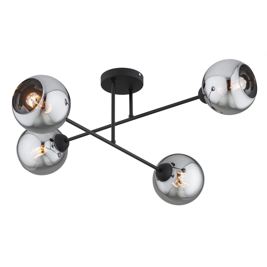 Brilagi - Opbouwkroonluchter DIOR 4xE27/60W/230V zwart/rookgrijs