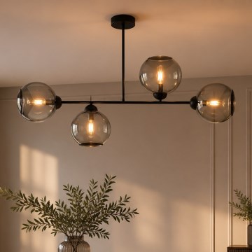 Brilagi - Opbouwkroonluchter DIOR 4xE27/60W/230V zwart/rookgrijs