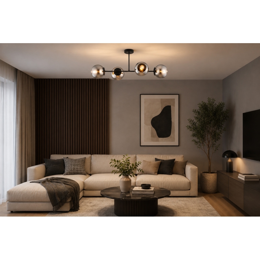 BRILAGI - Opbouwkroonluchter DIOR 4xE27/60W/230V zwart/rookgrijs