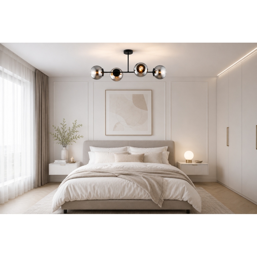 BRILAGI - Opbouwkroonluchter DIOR 4xE27/60W/230V zwart/rookgrijs