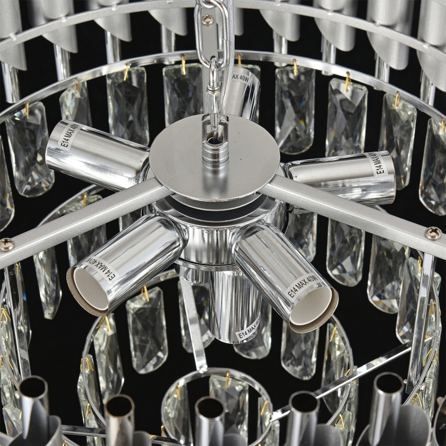 Brilagi - Opbouwkroonluchter ECLIPSE 7xE14/10W/230V Ø 48 cm zilver