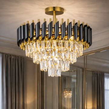 Brilagi - Opbouwkroonluchter ECLIPSE 7xE14/10W/230V Ø 48 cm zwart/goud