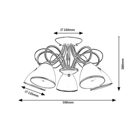 Brilagi - Opbouwkroonluchter FRED 5xE27/60W/230V Ø 59 cm goudkleurig
