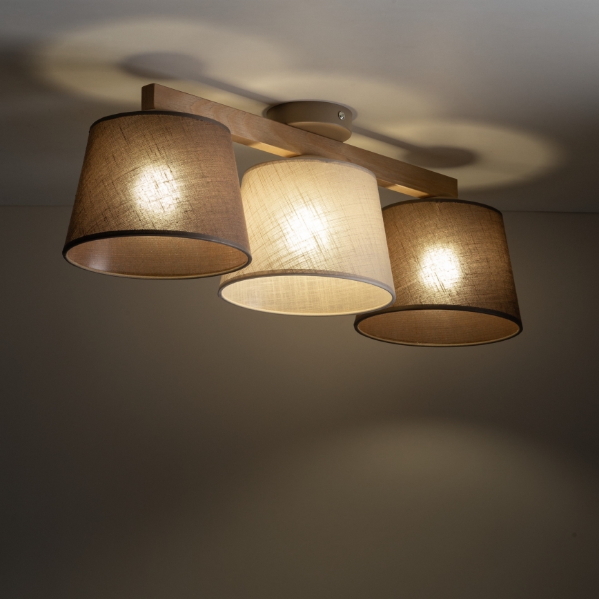Brilagi - Opbouwkroonluchter LATTE SABIA 3xE27/60W/230V dennenhout/mix